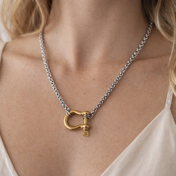 Equestrian Shackle Necklace Gold Silver Chain ๐ - Picture 1 of 7